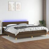 The Living Store Box spring postelja z vzmetnico LED temno rjava 200x200cm blago - Box Spring Postelja, (21517443) Cene