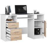 AKORD Ana Računalniška Miza, 3 Predali, Bela/Hrast Sonoma, (5000332966) | Shoptok.si