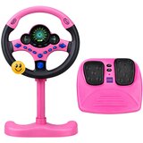  Interactive Steering Wheel on Stand with Pedals Lights Sounds Pink | shoptok.hr