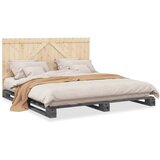 vidaXL Posteljni okvir z vzglavjem siv 180x200 cm borovina Cene