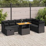 vidaXL 9-dijelni set vrtnih sofa s jastucima crni od poliratana bagrem Cijene
