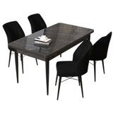 Hanah home set trpezarijski sto i 4 stolice arp black marble black | ePonuda.com