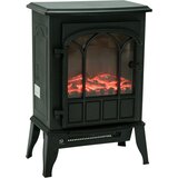 HOMCOM Talni električni kamin moči 1000 W / 2000 W z nastavljivim učinkom plamena in svetlostjo železa in stekla 39 × 23 × 56,5 cm, (20747232) | Shoptok.si