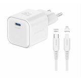 Swissten punjač za AC220, GaN, 35W, 1xUSB-C, 3A, bijeli + Lightning kabel | shoptok.hr