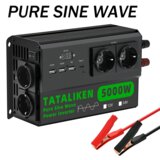 TATALIKEN Inverter s čistim sinusnim valom, 4 EU vtičnice, DC na AC pretvorba, 5000WEU-black, 220V, 12V, (5000159094) | Shoptok.si