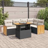 vidaXL 6-dijelni set vrtnih sofa s jastucima crni od poliratana bagrem Cijene