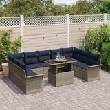  Vrtna sedežna garnitura z blazino 10 pcs Siva Poly ratan, (5000146104) | Shoptok.si
