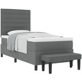 vidaXL Postelja s škatlastim podom z vzmetnico in klopjo temno siva 90x190 cm tkanina | Shoptok.si