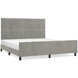 The Living Store Posteljni okvir z vzglavjem svetlo siv 160x200 cm žamet - Posteljni Okvir Z Vzglavjem, (21493458) | Shoptok.si