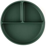 Petite&Mars Silikonski okrogli krožnik s predelki in vakuumom 6 m+ Take&Match, Misty Green | Shoptok.si