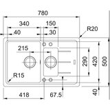 Franke 114.0285.215 Basis BFG 651-78 dvojno pomivalno korito iz umetnega kamna | Shoptok.si