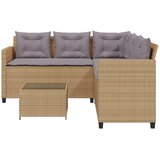  Vrtna sofa L-oblika sa stolom i jastucima bež od poliratana | Eponuda.com
