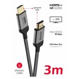 Swissten kabel HDMI 2.0, 60Hz, 18GB/s, 4K, do 21:9, 3m, pozlaćeni konek, crni | shoptok.hr