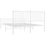 vidaXL Kovinski posteljni okvir z vzglavjem in vznožjem bel 160x200 cm | Shoptok.si