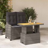  2-dijelni vrtni blagovaonski set s jastucima sivi od poliratana Siva 90 cm table length | shoptok.hr