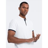 Ombre Men's cotton polo shirt - white Cijene