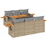Maison Chic Seti vrtnega pohištva - Vrtna garnitura - Vrtni pohištvo set z blazinami 7-delna bež ratan/akacija, (21796053) | Shoptok.si