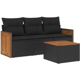  The Living Store Vrtna sedežna garnitura 4-delna z blazinami črna poli ratan - Vrtna Sedežna Garniture, (21449383) | Shoptok.si