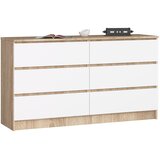 AKORD Komoda, 6 Predalov, Hrast Sonoma/Bela, (5000332275) | Shoptok.si