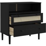  Komoda SENJA crna izgled ratana 80x40x80 cm masivna borovina | Eponuda.com