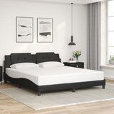 Maison Chic Posteljni okvir - Dvoposteljna postelja - Zakonska postelja z vzglavjem črn 180x200 cm umetno usnje-J5834, (21767974) | Shoptok.si