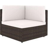  7-dijelna vrtna garnitura od poliratana s jastucima smeđa - 3x kutna + 3x srednja + stol 1 | shoptok.hr