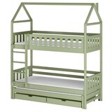 Molarem Home Drveni dječji krevet na kat Iga s tri kreveta i ladicom - olive - 190x90 cm - Madrac PE pjena 8 cm-spužvasti madrac | shoptok.hr