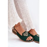 S. BARSKI Women's sandals with gold decoration eco suede S.Barski KV27-059 brown | ePonuda.com