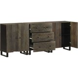 vidaXL Komoda od 3 komada crna 60x33x75 cm Puno drvo Mango | shoptok.hr