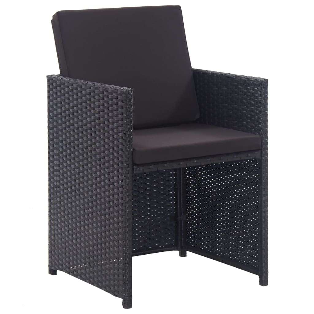  Vrtna garnitura - 13-dijelni vrtni blagovaonski set od poliratana s jastucima crni - Crna Dužina stola 225 cm 12x fotelja + stol | shoptok.hr