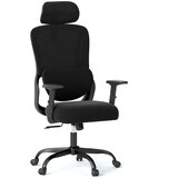  Ergonomska uredska stolica s podesivim naslonom za glavu i lumbalnom potporom, stolica za pisanje, crna | shoptok.hr