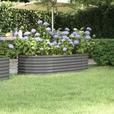 vidaXL Visoka greda iz prašno premazanega jekla 152x80x36 cm siva | Shoptok.si