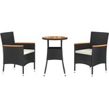  3-dijelni vrtni bistro set od poliratana s jastucima crni | shoptok.hr