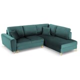 Cosmopolitan Design Petrolej zelena baršunasti sklopiva/s prostorom za odlaganje kutna garnitura (s desnim kutom/u obliku slova L) Kyoto – | shoptok.hr