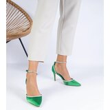 Gemre Green satin pumps embellished with rhinestones Fugatto | Shoptok.si