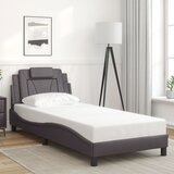 Maison Chic Posteljni okvir - Enojna postelja - Postelja za odrasle z vzglavjem siv 90x190 cm umetno usnje-J9669, (21760207) | Shoptok.si