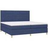  Krevet s oprugama i madracem plavi 200 x 200 cm od tkanine Slike