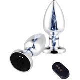 SuperLove E-Stim Metal Vibrating Butt Plug with Remote Medium Cene