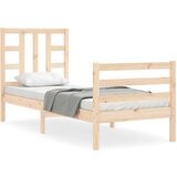 The Living Store Posteljni okvir z vzglavjem trden les - Posteljni Okvir, (21529848) | Shoptok.si