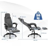  Ergonomski pisarniški stol z zložljivim naslonom za noge in nastavljivim naslonjalom, siv | Shoptok.si