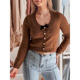 DStreet Sweter damskie krótki one size z kokardką LAMURE brązowy | Shoptok.si