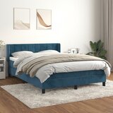 vidaXL Box spring postelja z vzmetnico temno modra 140x200 cm žamet Cene