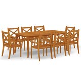  9-dijelni vrtni blagovaonski set od masivnog bagremovog drva Smeđa Dužina stola 200 cm | shoptok.hr