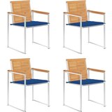  Vrtni stoli 4 kosi z blazinami trdna tikovina, (20963576) | Shoptok.si