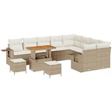 vidaXL 12-delni vrtni kavč set z blazinami, bež poly ratan akacija, 3-delni vrtni jedilni set z blazinami, bež poly ratan akacija | Shoptok.si