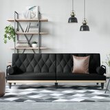 vidaXL Raztegljiv kavč z naslonjali za roke črno blago | Shoptok.si
