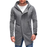 Edoti Men's asymmetrical unbuttoned hooded sweatshirt OM-SSZP-0111