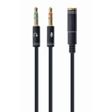 Kabel CCA-418M (Mini Jack x2 M - 4-Pin, Stereo Jack 3,5 mm F; 0,20 m; črn), (21420135)