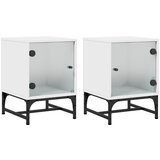  The Living Store Nočna omarica s steklenimi vrati 2 kosa bela 35x37x50 cm - Nočna Omarica, (21503107) | Shoptok.si