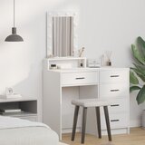 vidaXL bela mdf les 50 x 41 x 140 cm ogledalo toaletna mizica Cene